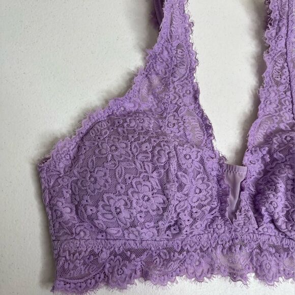 Aerie Purple Lace Bralette Convertible Adjustable Strap Mesh Insert Women Large - Picture 4 of 15